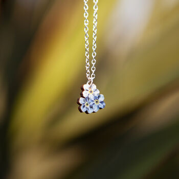 Inky Forget Me Not Birch And Silver Necklace, 7 of 12