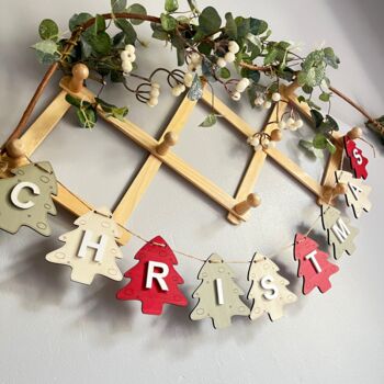 Personalised Wooden Christmas Bunting Charming Seasonal Garland For Home Decor, 2 of 8