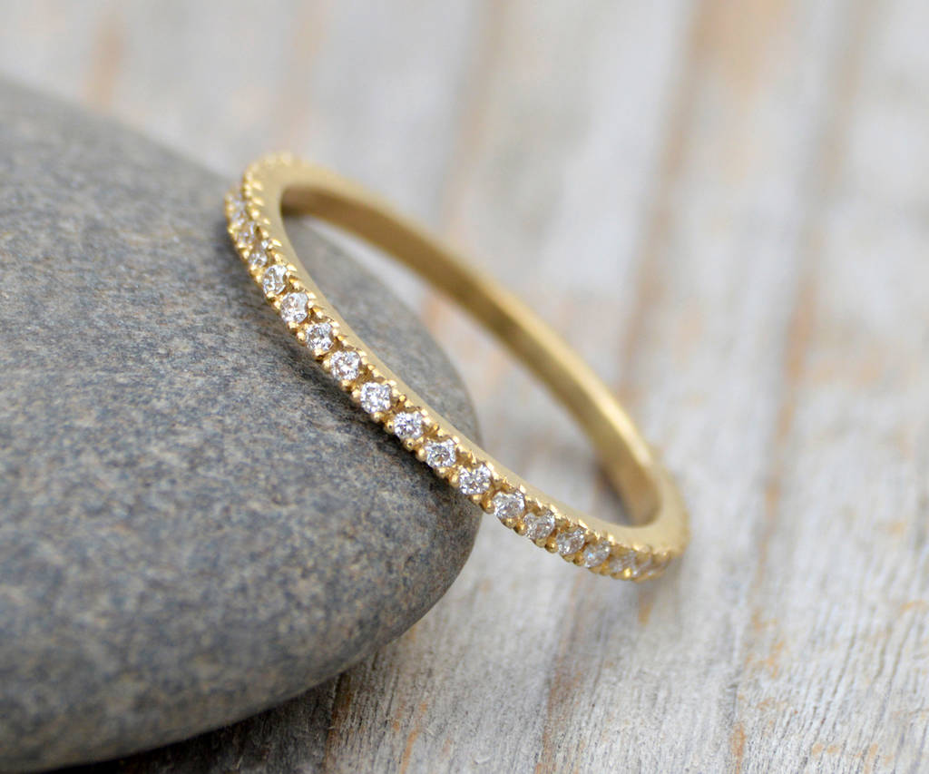 Pave Eternity Wedding Ring In 18ct Yellow Gold, 1 of 5