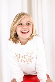 'Mini Flyer/ First Time Flyer' Personalised Name Passport Stamp Embroidered Holiday Sweatshirt, 2 of 7