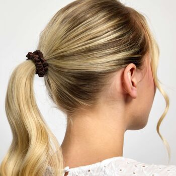 Silver Cloud Brown Satin Skinny Scrunchies Five Pack, 2 of 5
