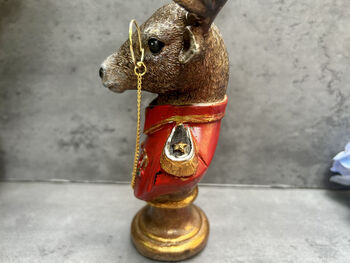 19cm Red Gentleman Stag Bust Ornament – Regal Deer Suit Figurine, 10 of 12