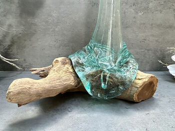 Large 40cm Molten Glass On Root Vase – Fluted Display, 3 of 12