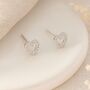 Sterling Silver Open Heart Cubic Zirconia Stud Earrings – 5mm, thumbnail 3 of 5