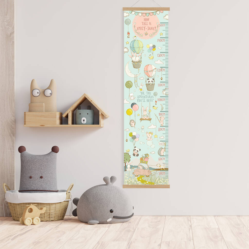 Personalised Playful Animal Adventure Height Chart, 1 of 6
