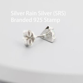 Tiny Opal Triangle Stud Earrings In Sterling Silver, 6 of 11