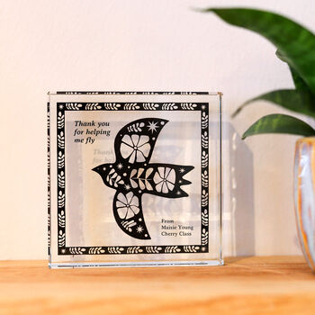 Personalised 'Thank You For Helping Me Fly' Glass Teacher Gift, 2 of 2