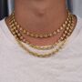 Mens Gold 7mm Stainless Steel Mariner Link Chain Necklace, thumbnail 4 of 10