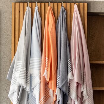 Leros Striped Peshtemal Towel Dusty Pink, 5 of 10