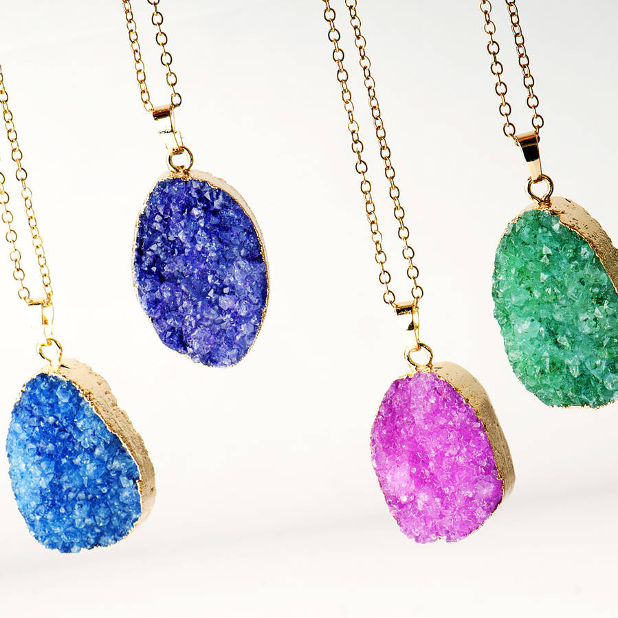 Druzy Crystal Large Oval Necklaces By Grace & Valour ...