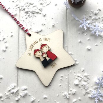 Personalised First Christmas As Three Tree Decoration, 2 of 4