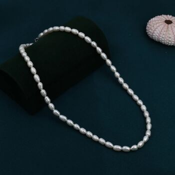 Genuine Freshwater Pearl Necklace In Sterling Silver, 4 of 11