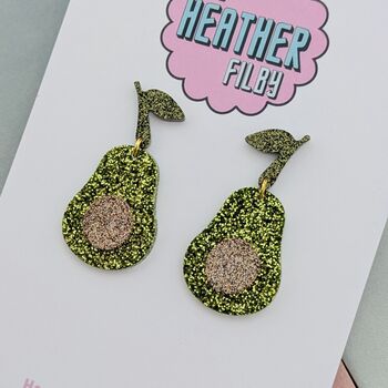 Avocado Glitter Resin Earrings, 2 of 4