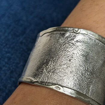 Handmade Silver Cuff Textured Bracelet, 3 of 6
