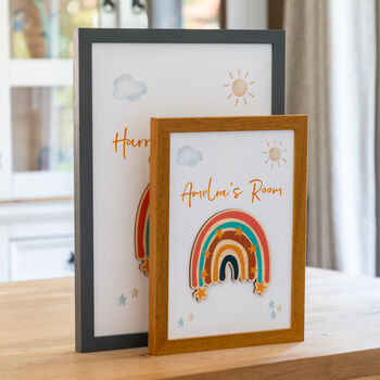 Personalised Rainbow Framed Print New Baby Gift, 3 of 7