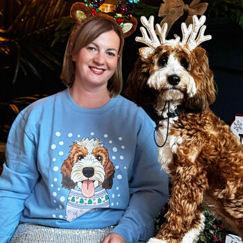 Pastel Christmas Dog Lover Jumper With Your Dog On, 2 of 12