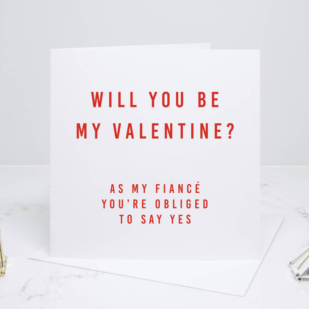 'fiancé Be My Valentine' Red Valentine's Day Card By Slice Of Pie ...