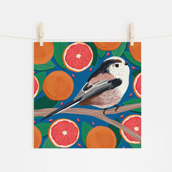 Long Tailed Tit And Grapefruit Print, 2 of 2