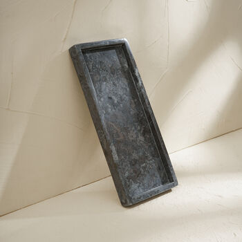Handcrafted Black Rectangular Marble Styling Tray, 2 of 3