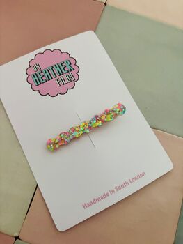 Pastel Pink, Yellow And Blue Thin Bubble Hair Clip / Y2 K Aesthetic Barrette / Colourful Resin Clip / Birthday Gift For Friend, 2 of 5
