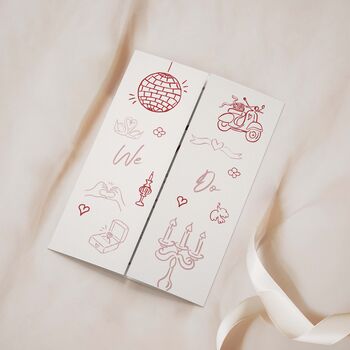 Pink Hand Drawn Theme Gatefold Wedding Invitations, 2 of 5