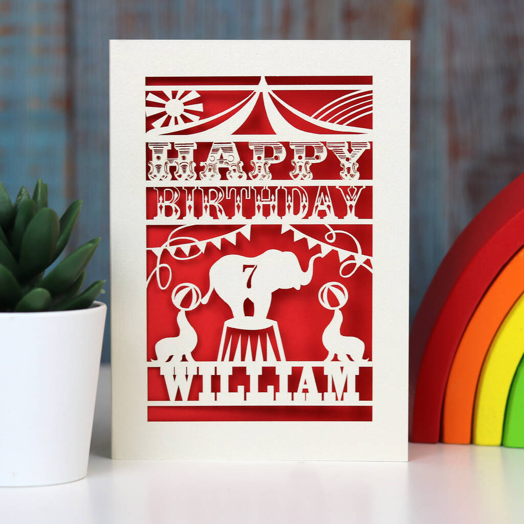 Personalised Papercut Circus Birthday Card, 1 of 4