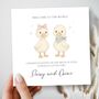 Neutral New Baby Twins Card, Goose New Baby Card, Girl Or Boy, thumbnail 1 of 4