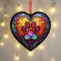 A Paw Print Stained Glass Effect Heart Suncatcher, thumbnail 3 of 5
