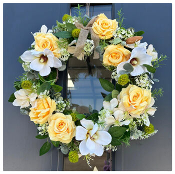 Artificial Magnolia And Rose Door Wreath, 3 of 3