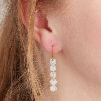 White Moonstone Five Pebble Drop Earrings, 2 of 6