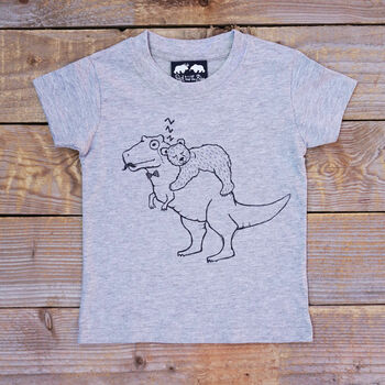 Bear And Dinosaur Daddy And Baby Organic T Shirt Set, 2 of 4