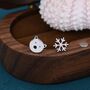 Mismatched Polar Bear And Snowflake Stud Earrings In Sterling Silver, thumbnail 2 of 9