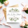 On Your Wedding Day Floral Card, Wreath Wedding Couple Card, Mr And Mrs, thumbnail 2 of 3