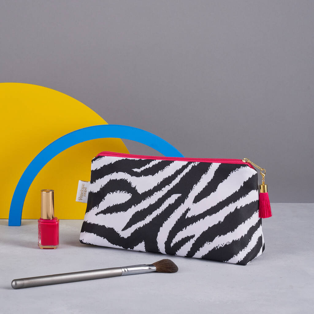 Personalised Mono Zebra Print Makeup Bag By Penelope Hope