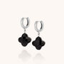 Clover Hoop Earrings Black Agate, thumbnail 4 of 7
