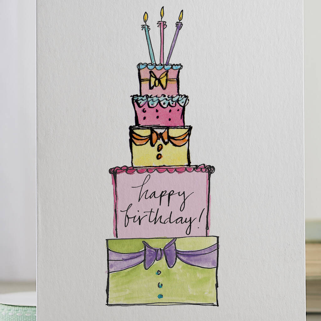 'happy Birthday Cake!' Birthday Card By Gabrielle Izen Design ...