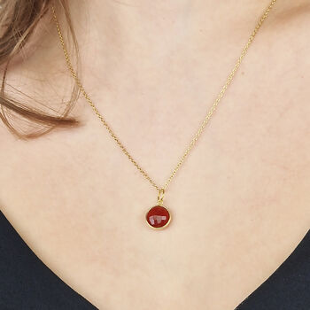 18ct Gold Plated Carnelian Crystal July Necklace, 2 of 3