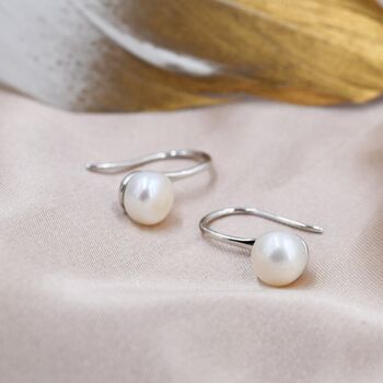 Genuine Freshwater Pearl Drop Hook Earrings, 5 of 11
