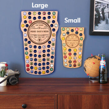 Personalised Pint Glass Beer Bottle Collector Wall Art, 2 of 4