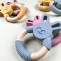 Silicone And Beech Wood Bunny Teether, thumbnail 3 of 7