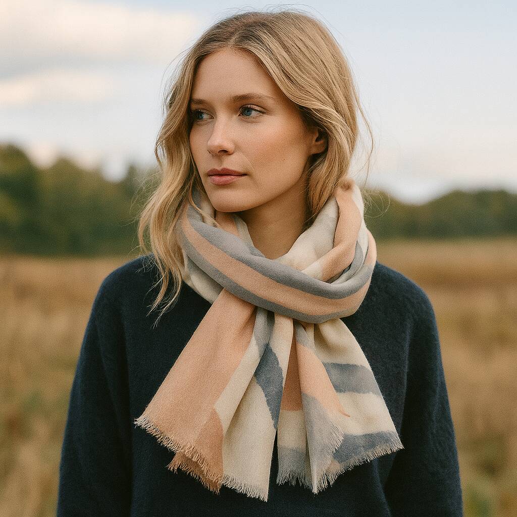 Pink Abstract Stripes Print Scarf, 1 of 5