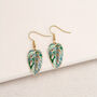 Green Boho Leaf Drop Earrings, thumbnail 4 of 5