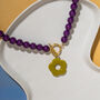 Aubergine Beads And Olive Flower Toggle Necklace, thumbnail 2 of 5