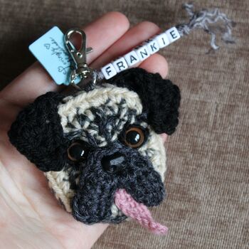 Personalised Crochet Dog Face Keyring Letterbox Gift, 12 of 12