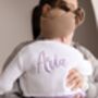 Spring Baby Name White Embroidered Personalised Cardigan, Perfect Baby Shower Or New Baby Gift, thumbnail 5 of 12