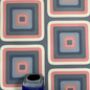Retro Square Wallpaper Denim / Coral, thumbnail 1 of 8