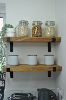 Handcrafted Oak And Steel Shelves, 3 of 10