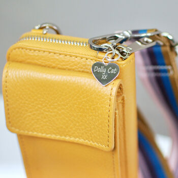 Personalised Leather Phone Purse With Patterned Strap, 5 of 9