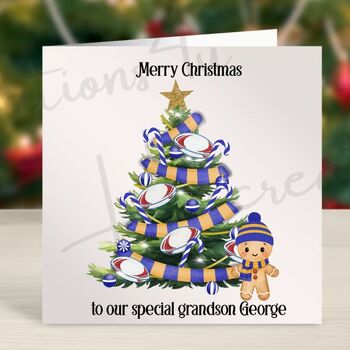 Rugby Christmas Card Personalised With Team Colours, 4 of 4