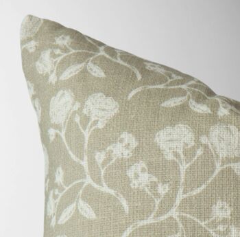 Neutral Vintage Rose Cotton Lumbar Pillow, 3 of 3